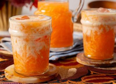 طرز تهیه آب هویج بستنی با بستنی زعفرانی در سه سوت